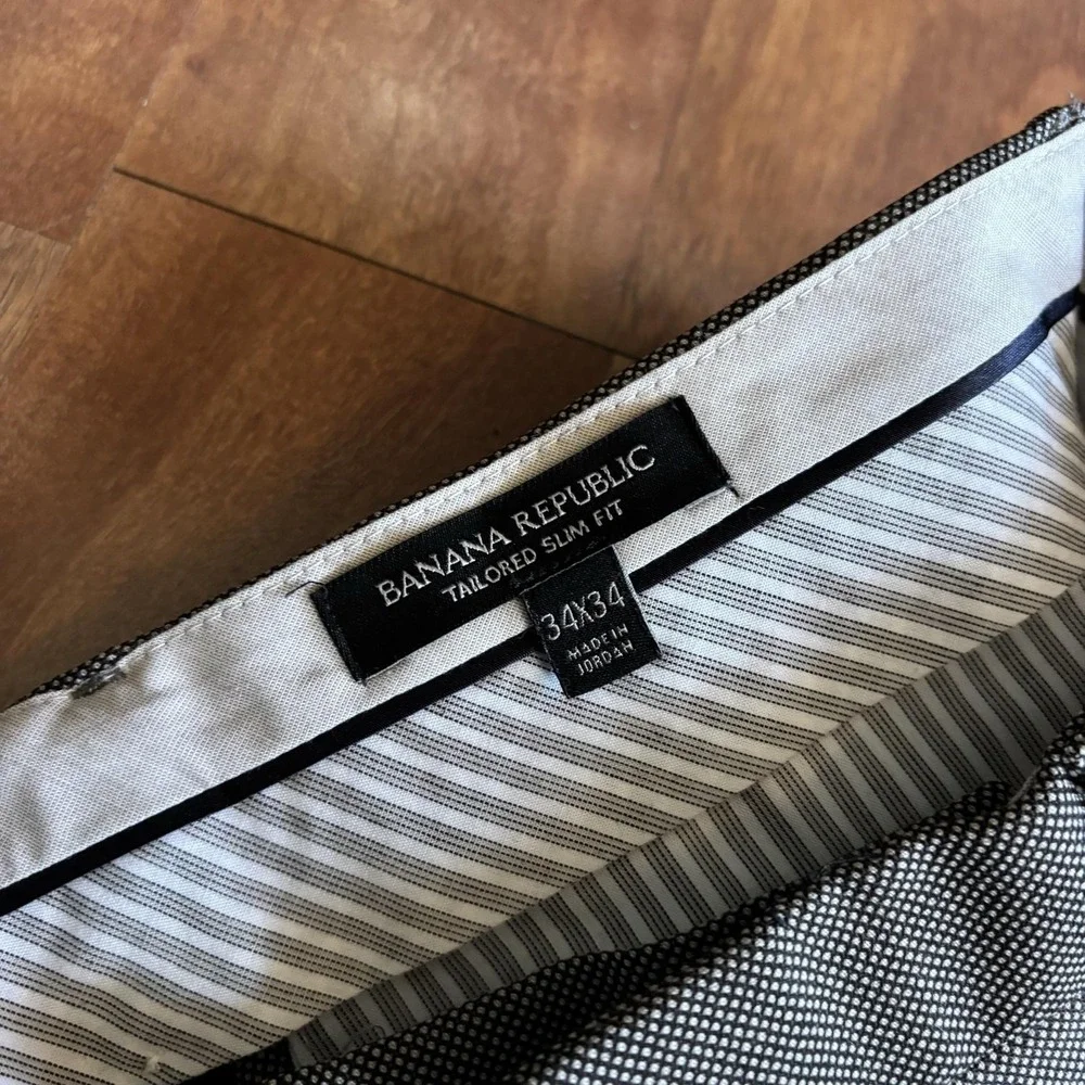 Banana Republic Pants LOT OF 2 Mens 34x34 Black Gray Slim Fit Flat Front Dress